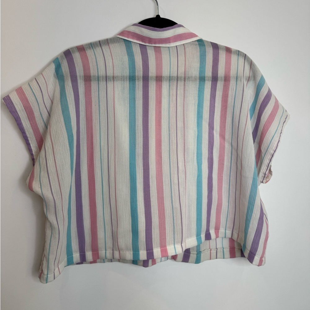 Vintage Striped pastel cropped rework Women's blouse - Picture 5 of 5